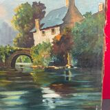 Oil on canvas, Mill on river Brittany - signed M Bonnardet 1947
