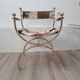 Leather and brass side chair by Simon Disegno Italy 1970s