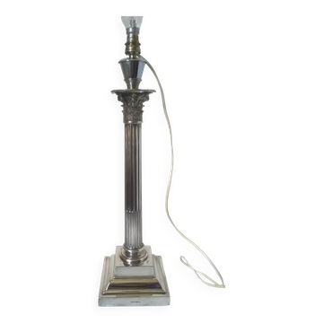 Pied de lampe en métal argenté