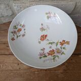 Ancien plat de service compotier sur piédouche en porcelaine de Limoges