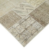Handmade Anatolian Overdyed 173 cm x 240 cm Beige Patchwork Carpet