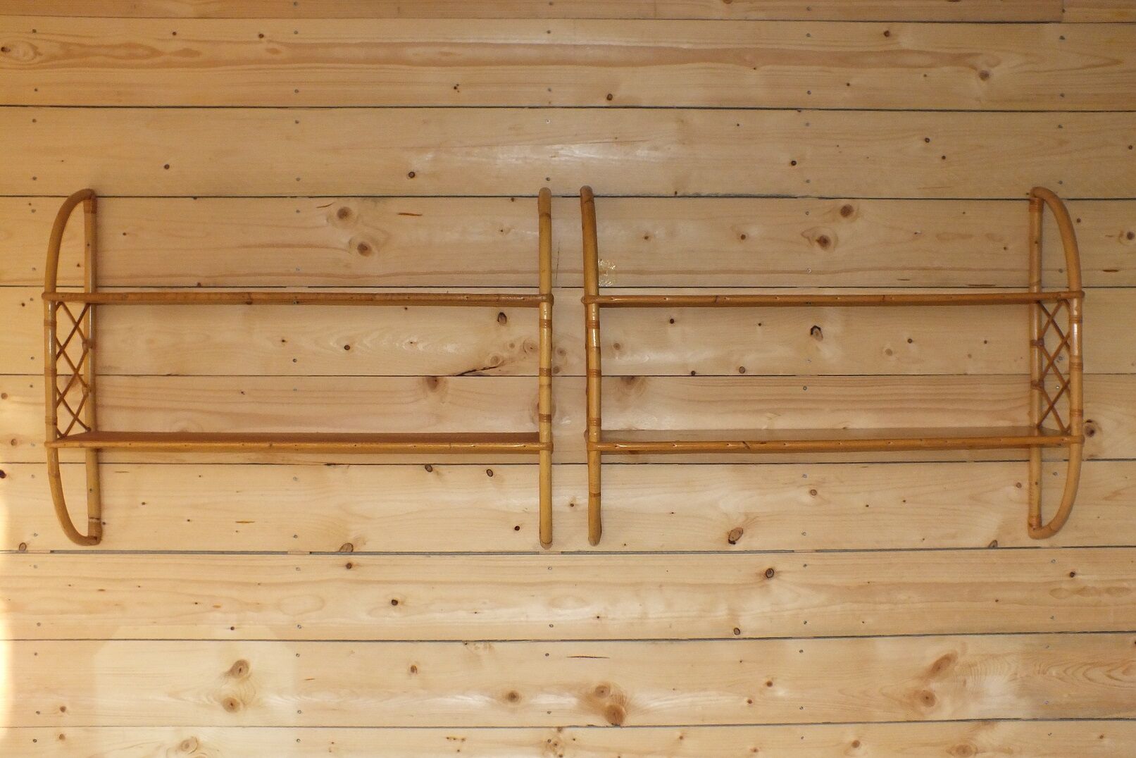 Pair of vintage rattan shelves