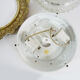Brass and gold metal ceiling and diamond chiseled glass globe, double lights. Year 80