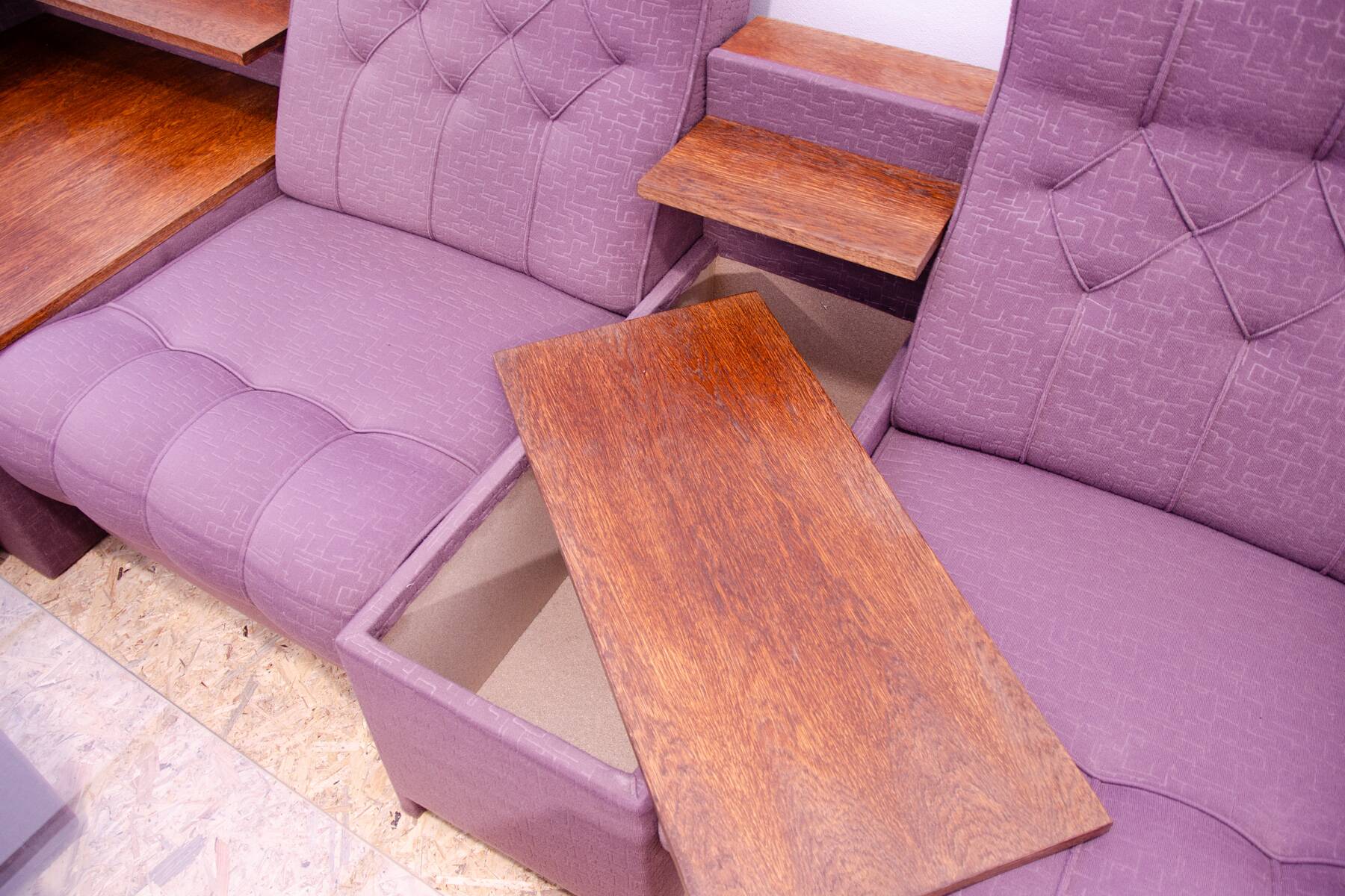 Ensemble de salon vintage bloc de l'Est, Tchécoslovaquie, 1980