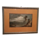 Old watercolour on paper from the early 19th century - nocturnal landscape with aqueduct and bridge