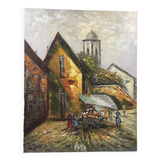 huile sur toile - le recueillement ? - signature à identifier