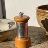 Peugeot pepper tree for Christofle in silver metal and vintage wood