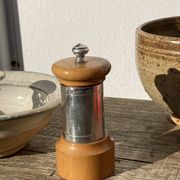 Peugeot pepper tree for Christofle in silver metal and vintage wood