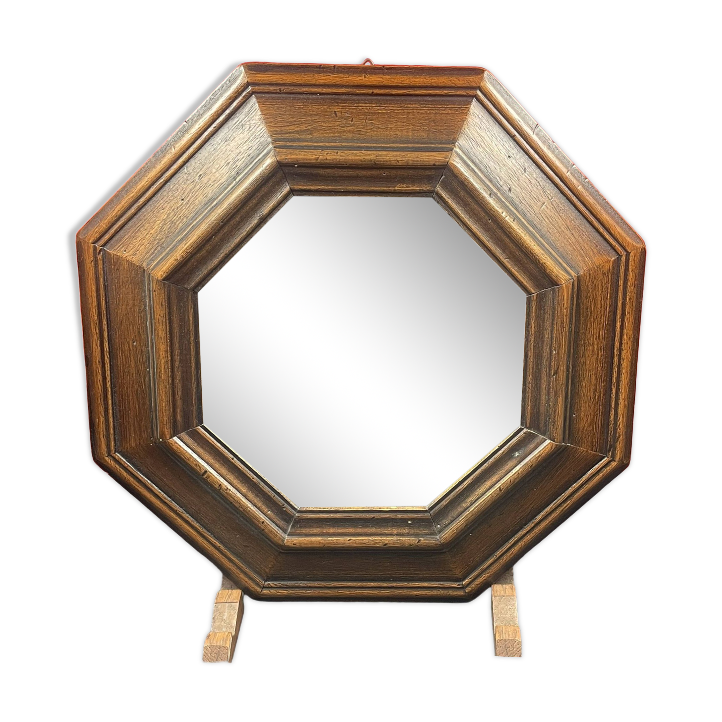 Rustic molded wood mirror 34 cm