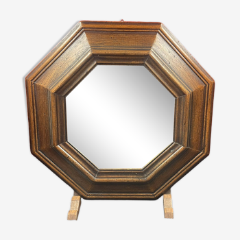 Rustic molded wood mirror 34 cm