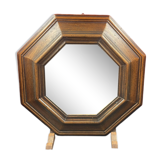 Rustic molded wood mirror 34 cm