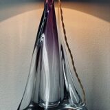 Large Purple Crystal Table Lamp, Signed by Vannes Le Chatel, France