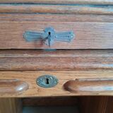American solid oak desk with antique patina