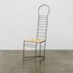 Chaise sculpturale vintage en acier et paille