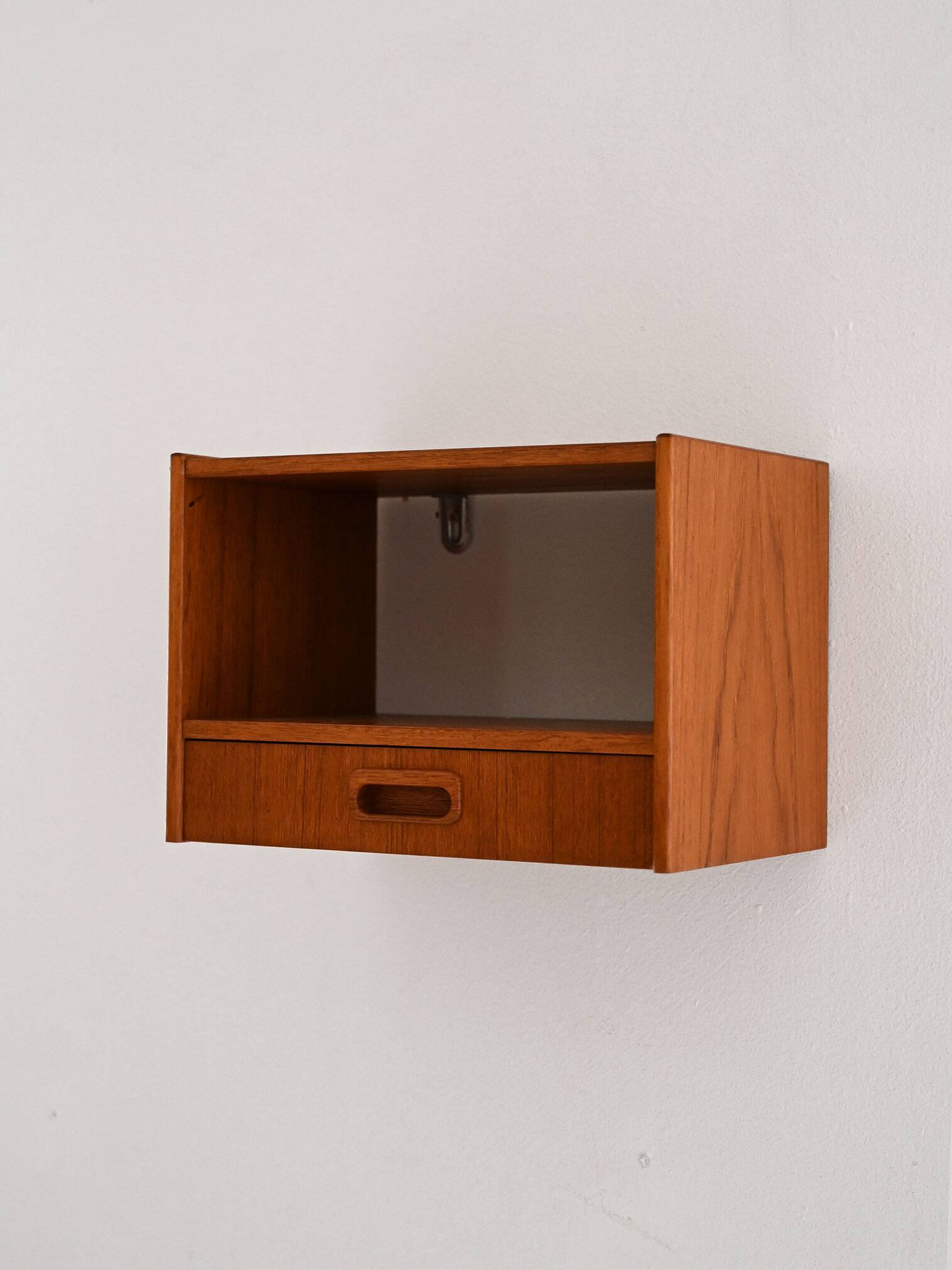 1960s Scandinavian wall-mounted teak bedside table