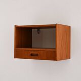 1960s Scandinavian wall-mounted teak bedside table
