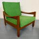 Lot of 2 vintage armchairs in solid oak with boucle fabric, Scandinavian design from the 70s.