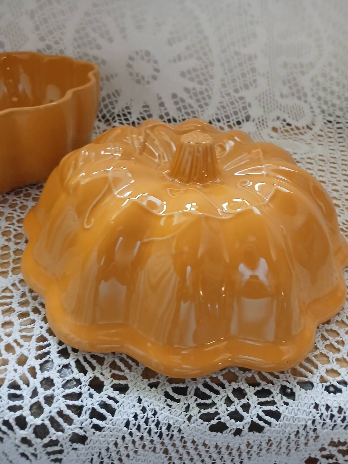 Antique pumpkin slip tureen