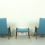 Set of 2 Danish Lounge Chairs with matching Ottoman by Yngve Ekström for Pastoe, 1960s
