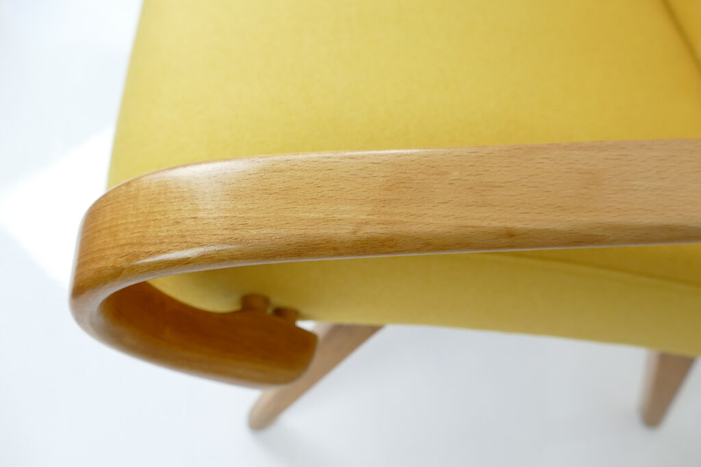 Vintage yellow wool armchair, 1960s