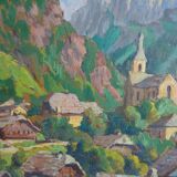 Mountain landscape painting Haute savoie La vacheresse