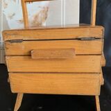 Worker drink sewing Scandinavian feet compass