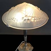 Important Art Deco lamp, nickel-plated bronze, Schneider glass, Fr, c. 1930