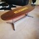 Table basse vintage ovale palissandre et céramique