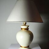 Lampe vintage faïence craquelée blanc crème Le Dauphin années 60-70 Panama