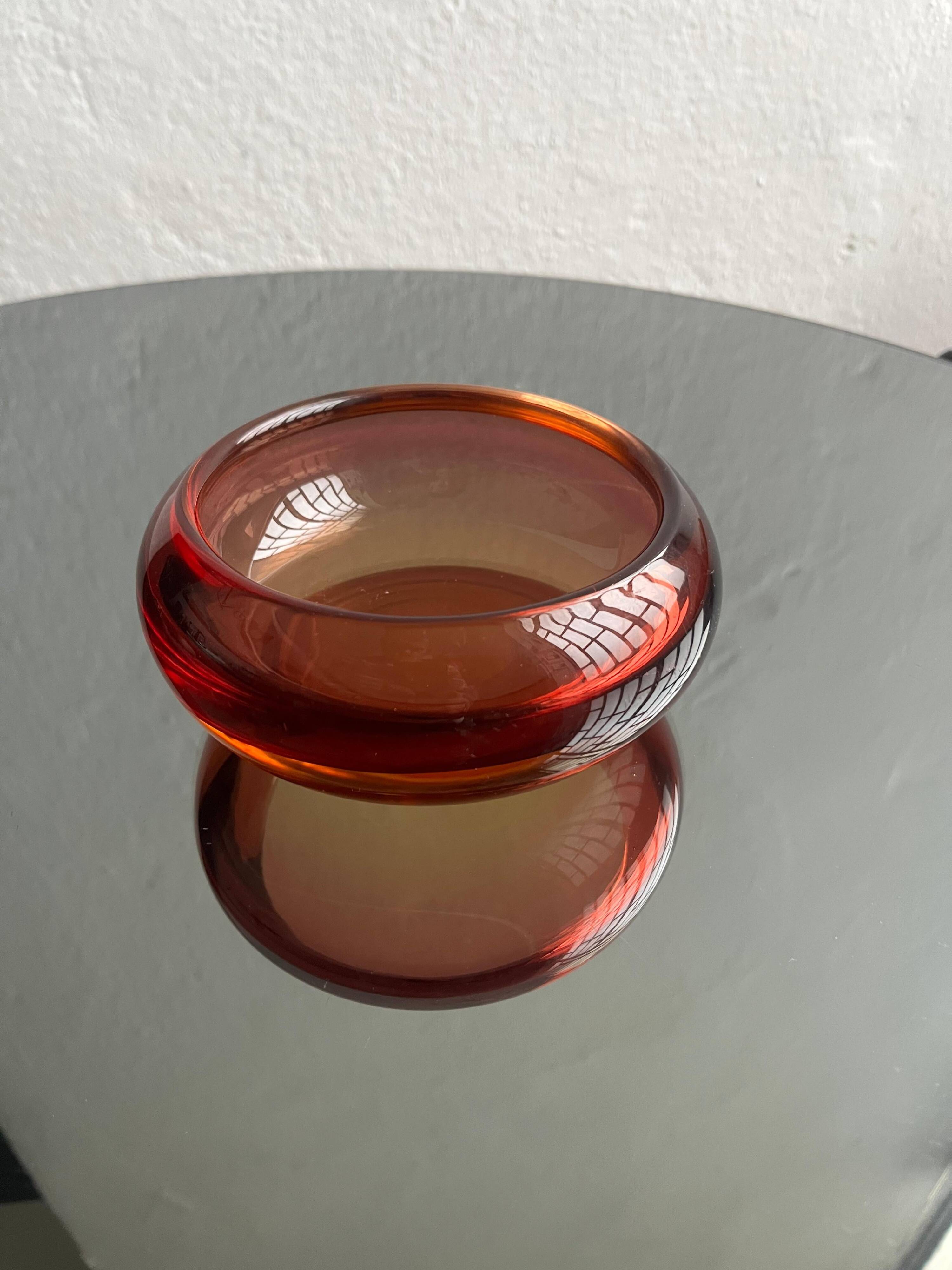 Vintage Murano glass bowl, Coffee table accent , Bookcase, vibrant deep orange