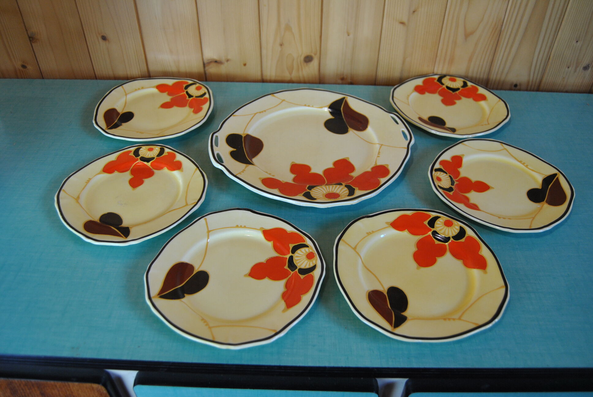 Hand-painted cake set 1960s/70s
