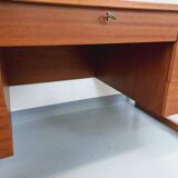 Double-sided executive desk sled legs vintage Scandinavian style in teak from the 60s