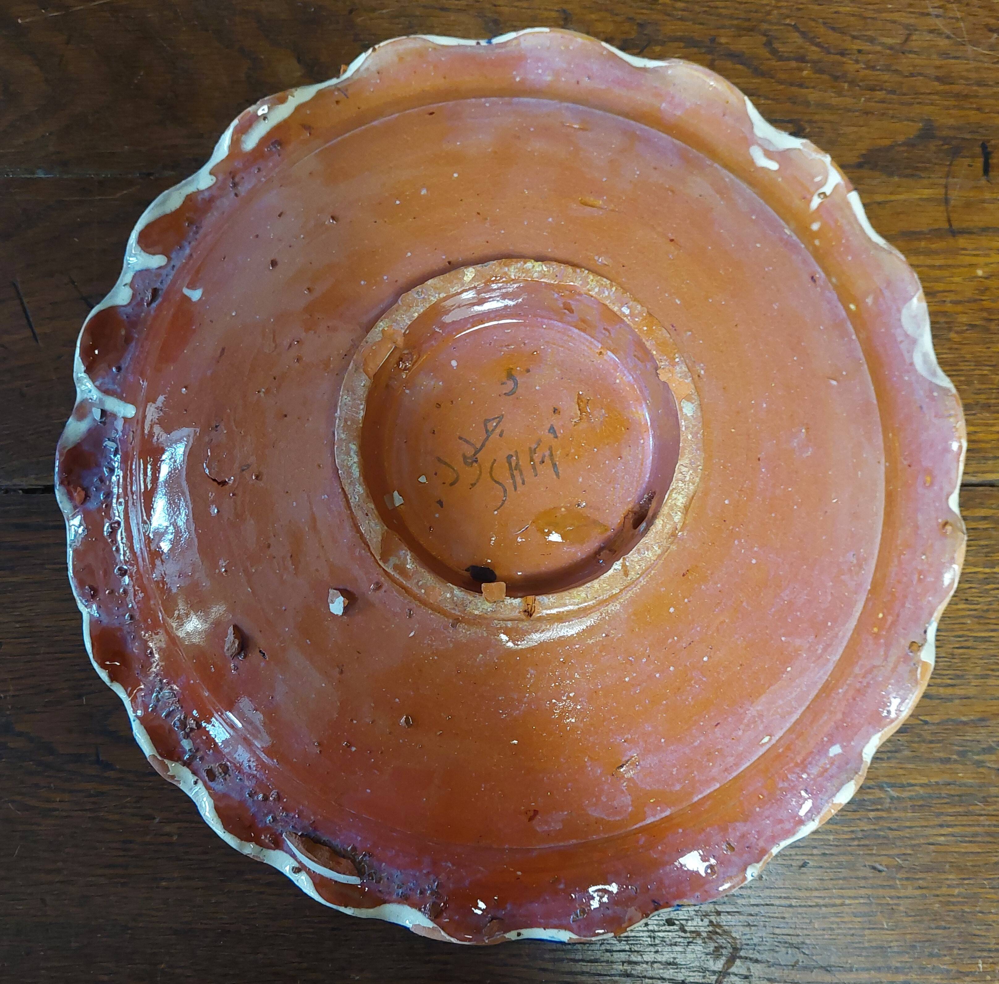 Antique ceramic dish, Morocco, Safi, signed