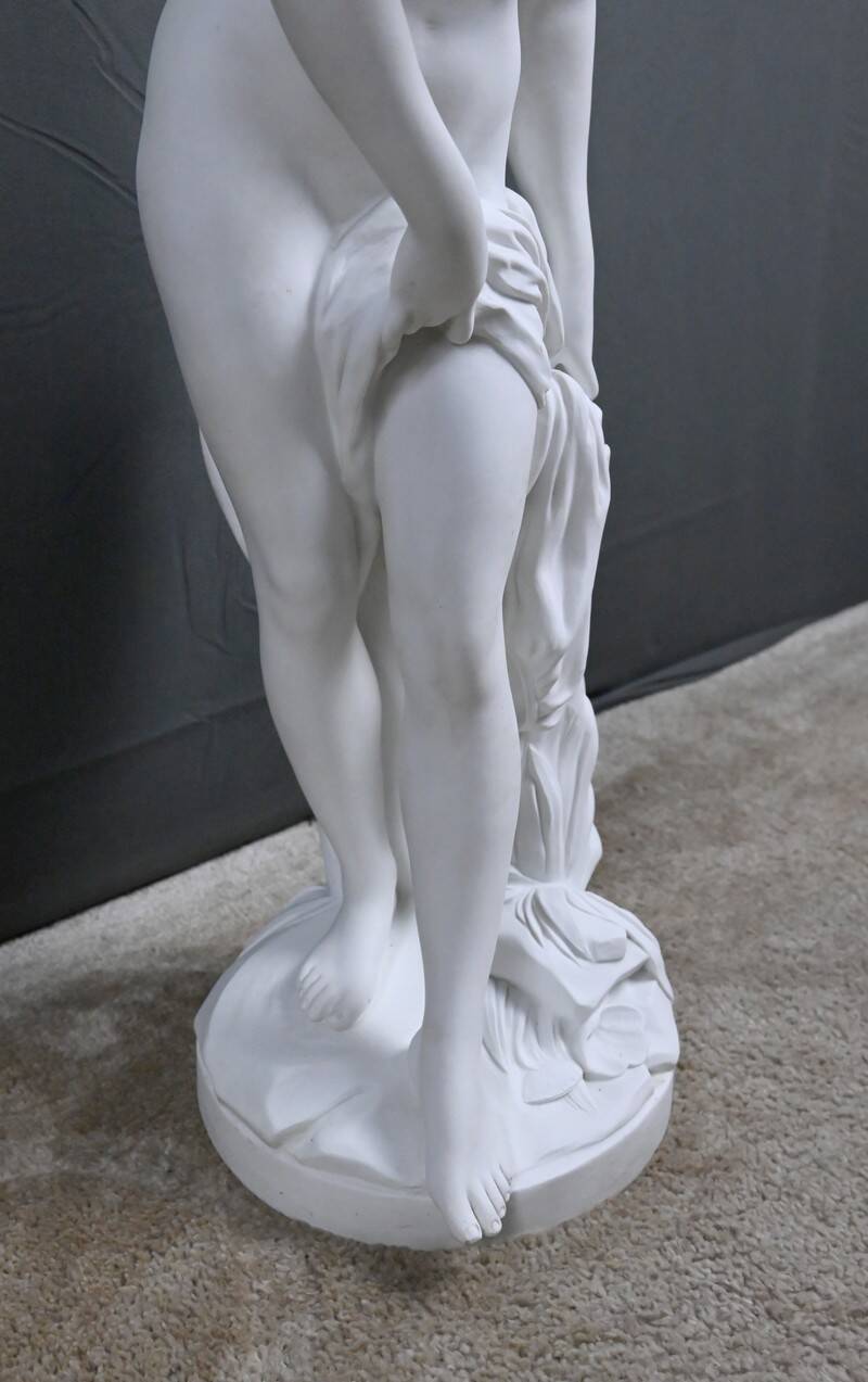 Important biscuit sculpture "The Bather" after Falconet – late 19th century.