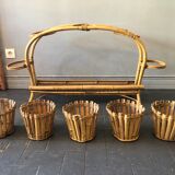Rattan plant holder, 60s