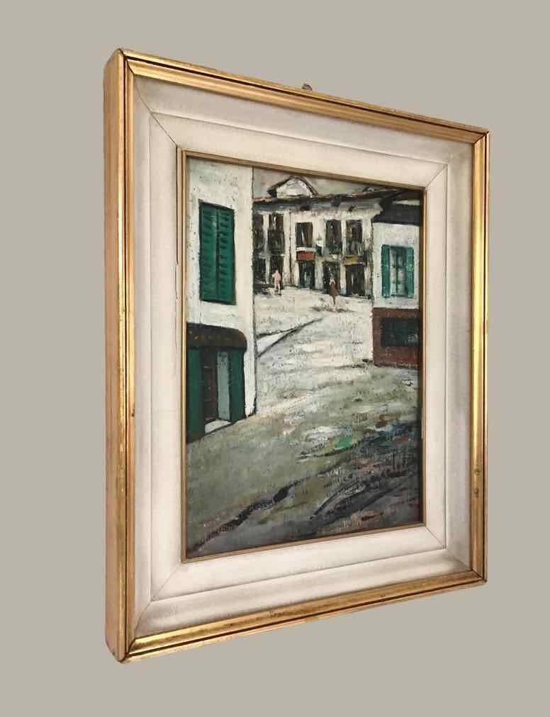 Tableau ancien village italien années 40