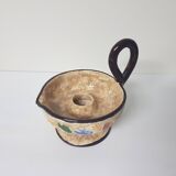 Floral motif ceramic candle holder signed J Massier Vallauris