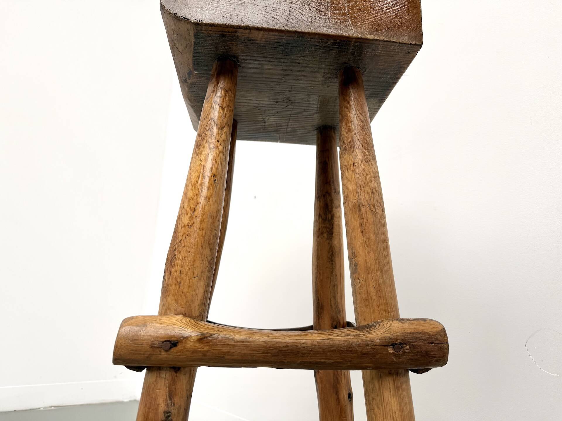 Pair of brutalist bar stools, France, 1950s
