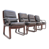 Set of Four Leather Armchairs by Eugen Schmidt, 1970s