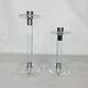 Pair of vintage plexiglass and chrome metal candlesticks