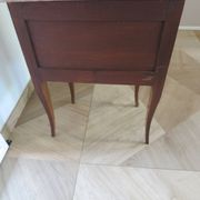 Paire de 2 chevets-louis xv-marqueterie-2 tiroirs-marbre rose
