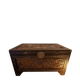 Chinese camphor wood chest, hand-carved, with rider decoration.