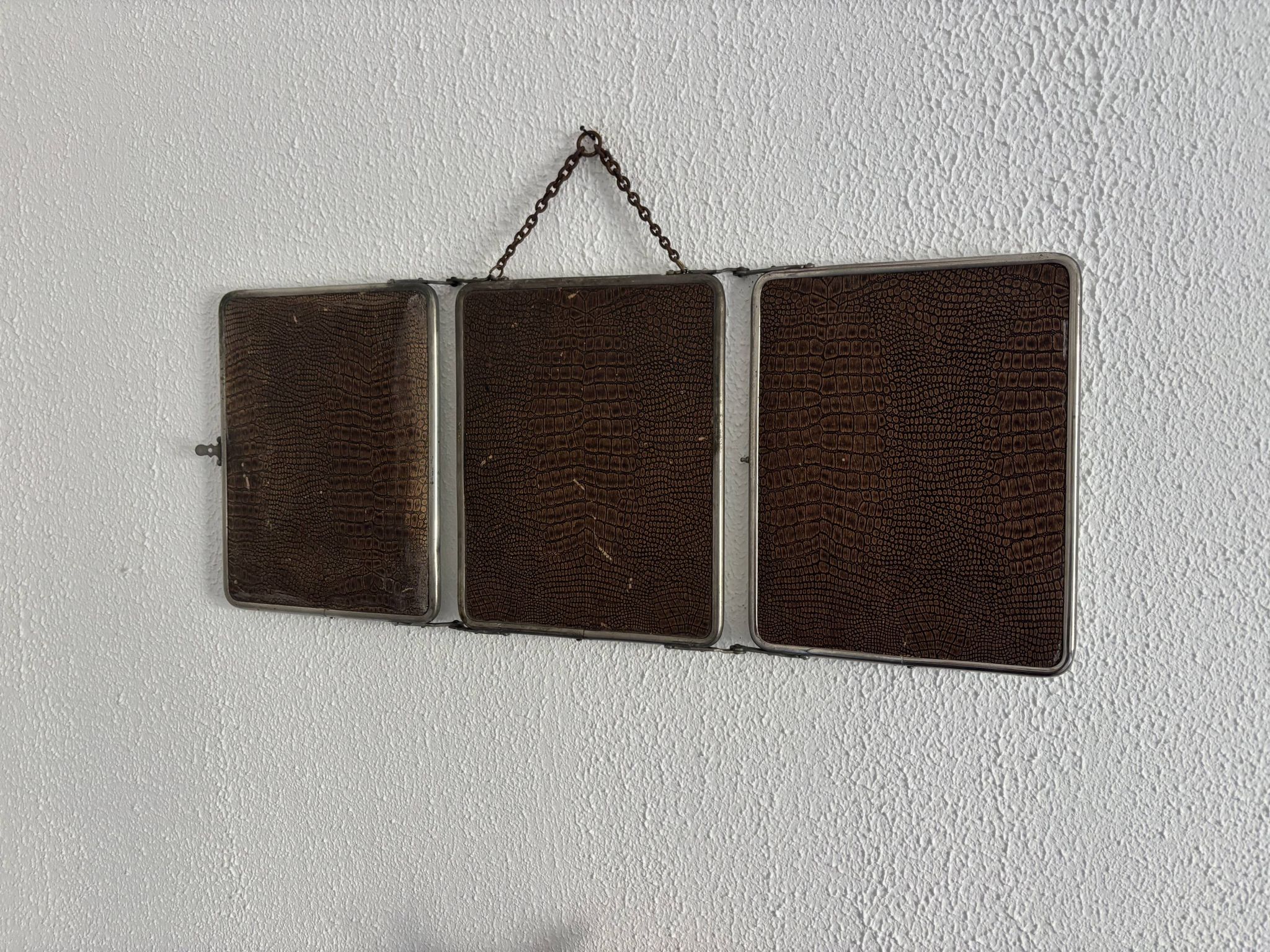 Vintage 1930s triptych barber mirror registered G.B Paris - 28 x 69 cm