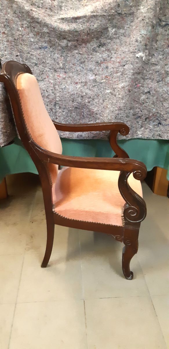 Louis Philippe armchair in solid mahogany