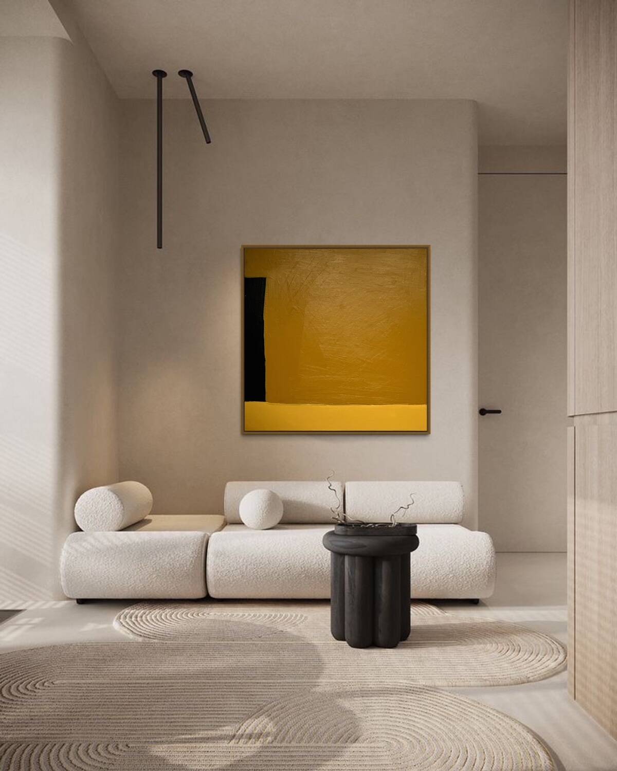 Abstract yellow-ochre canvas 80x80cm