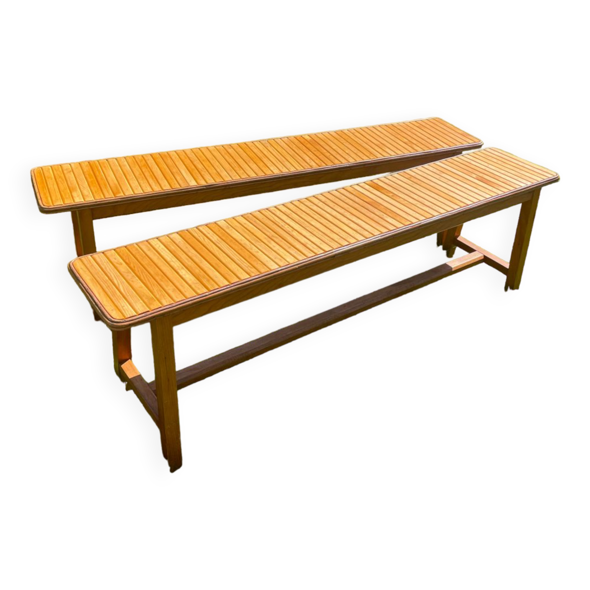 Pair of vintage 1970 pine benches