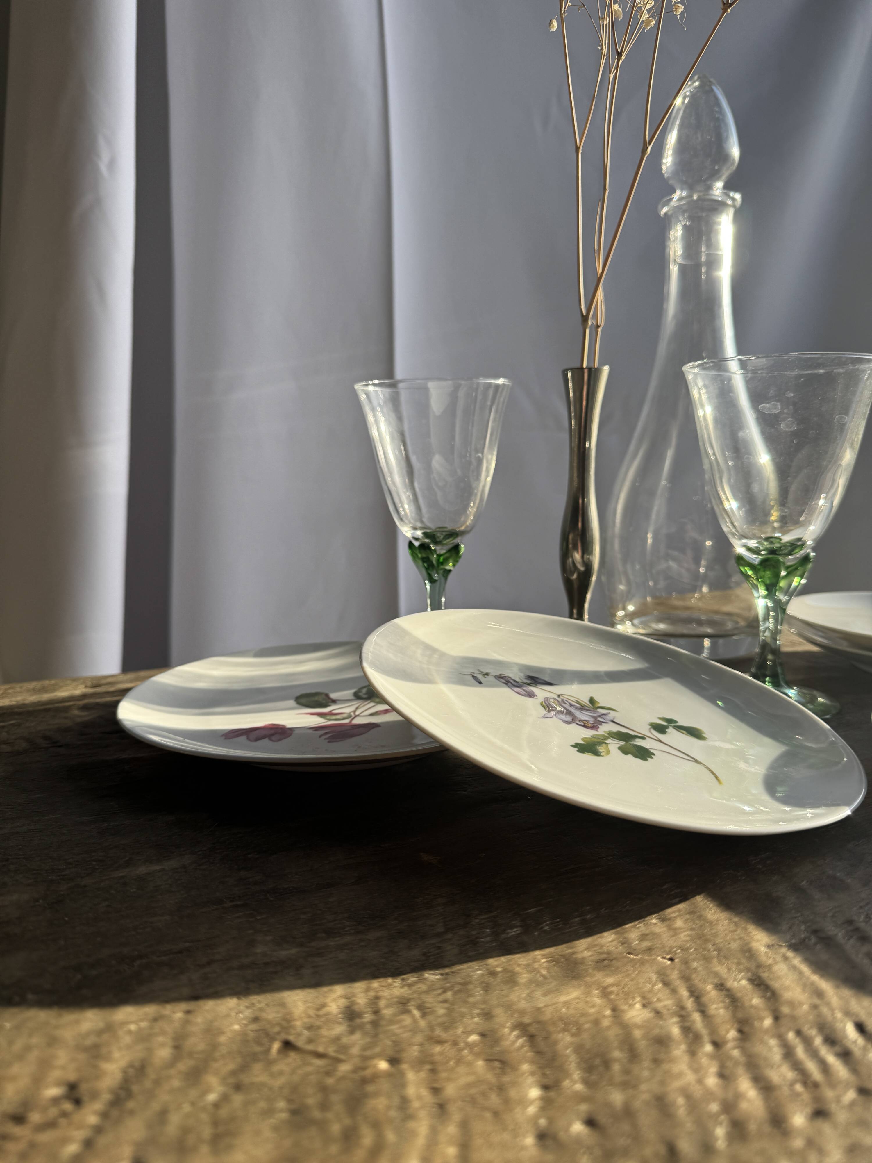 Set of 5 dessert plates with flower patterns Germany Bavaria D19