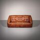 Rare 1970s Italian brutalist leather loveseat – sculptural two-seater
