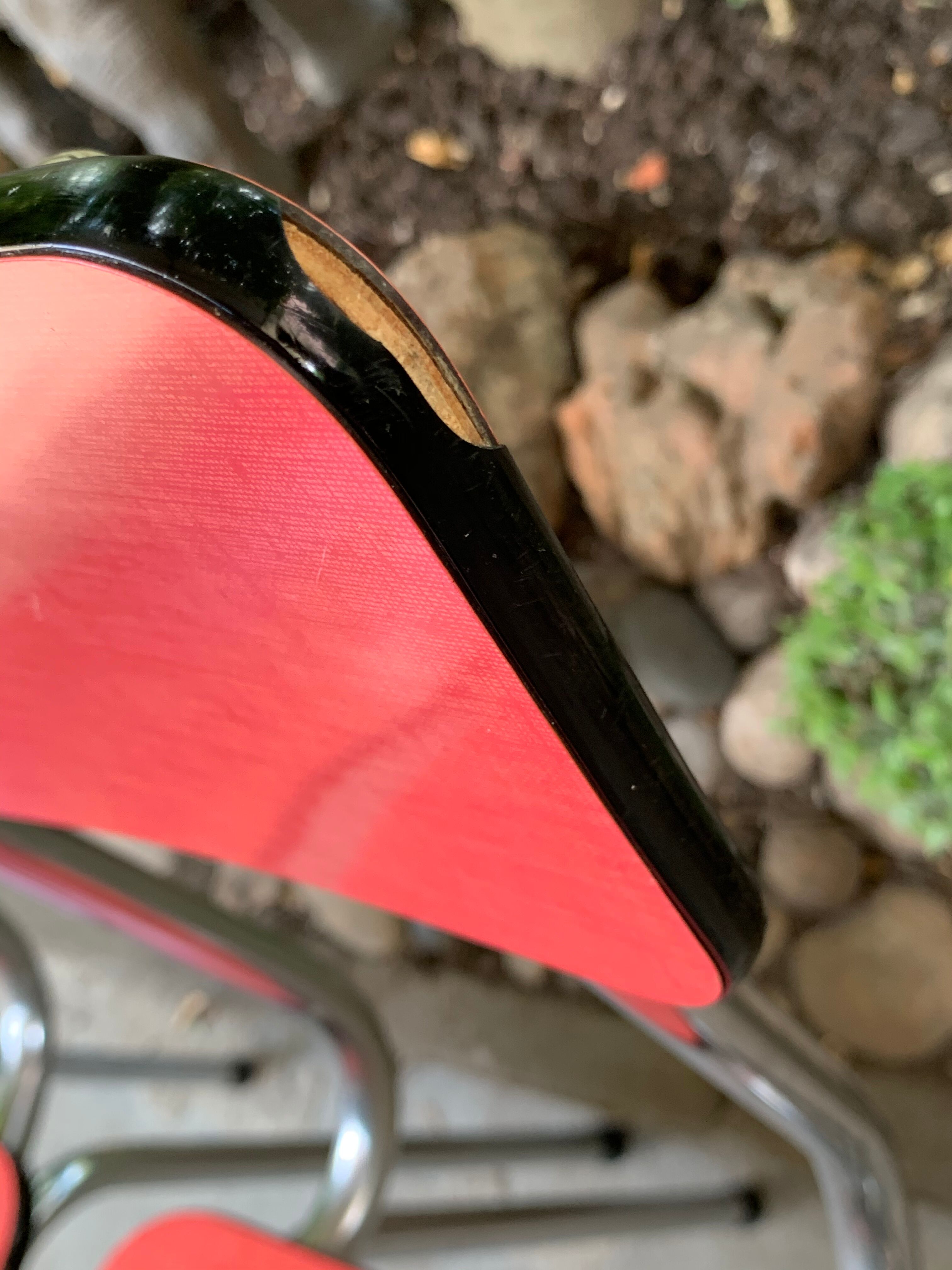 Red formica chairs
