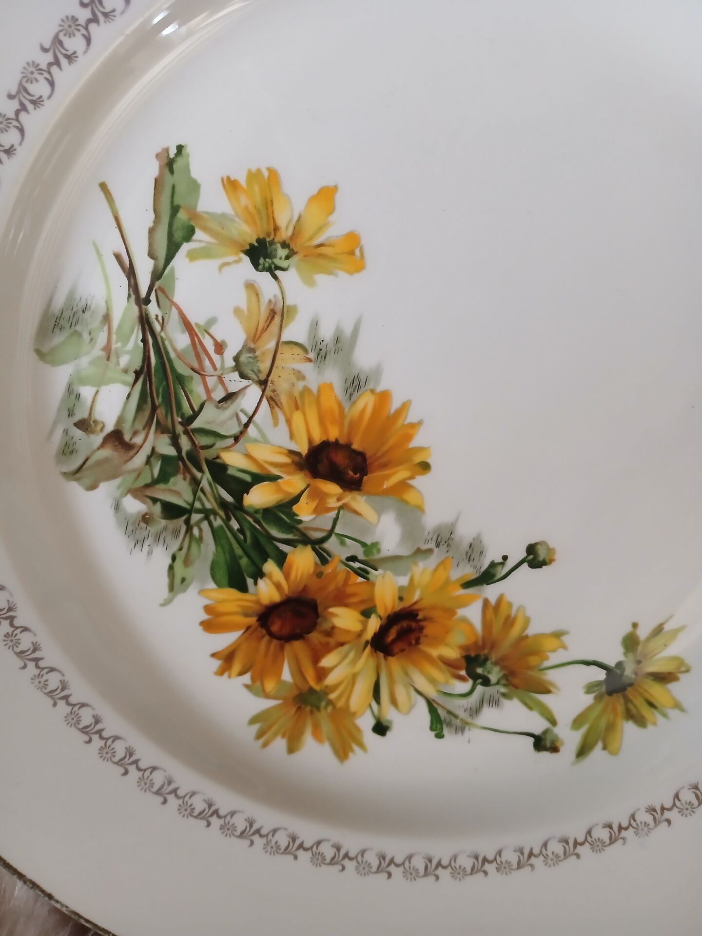 2 antique round plates